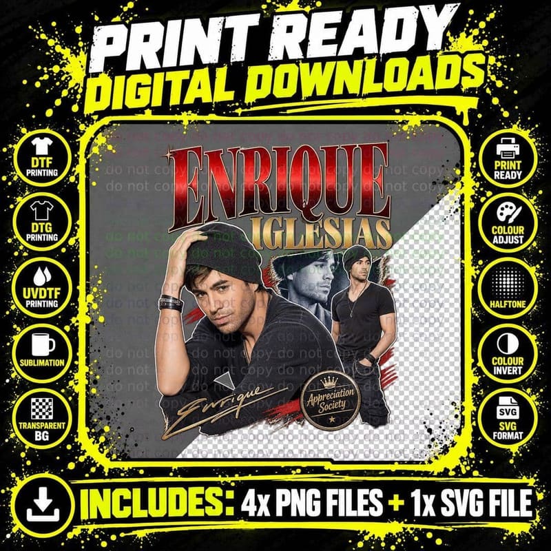 Enrique Appreciation Society Latin Pop Singer Heartthrob Retro T-Shirt Png SVG Digital Bundle