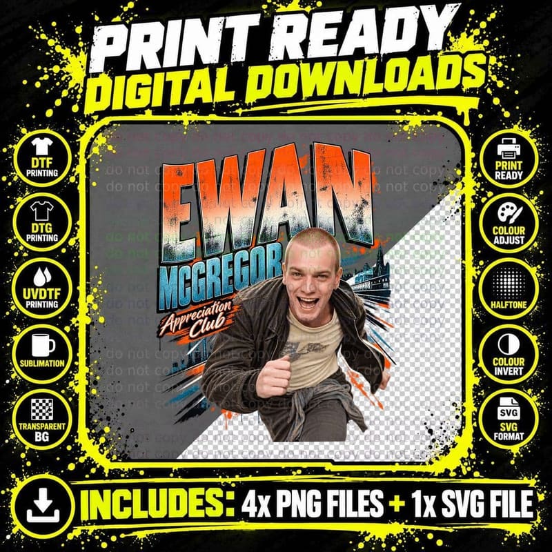 Ewan Appreciation Club 90s Scottish Cult Movie Actor Retro Vintage T-Shirt Png SVG Digital Bundle