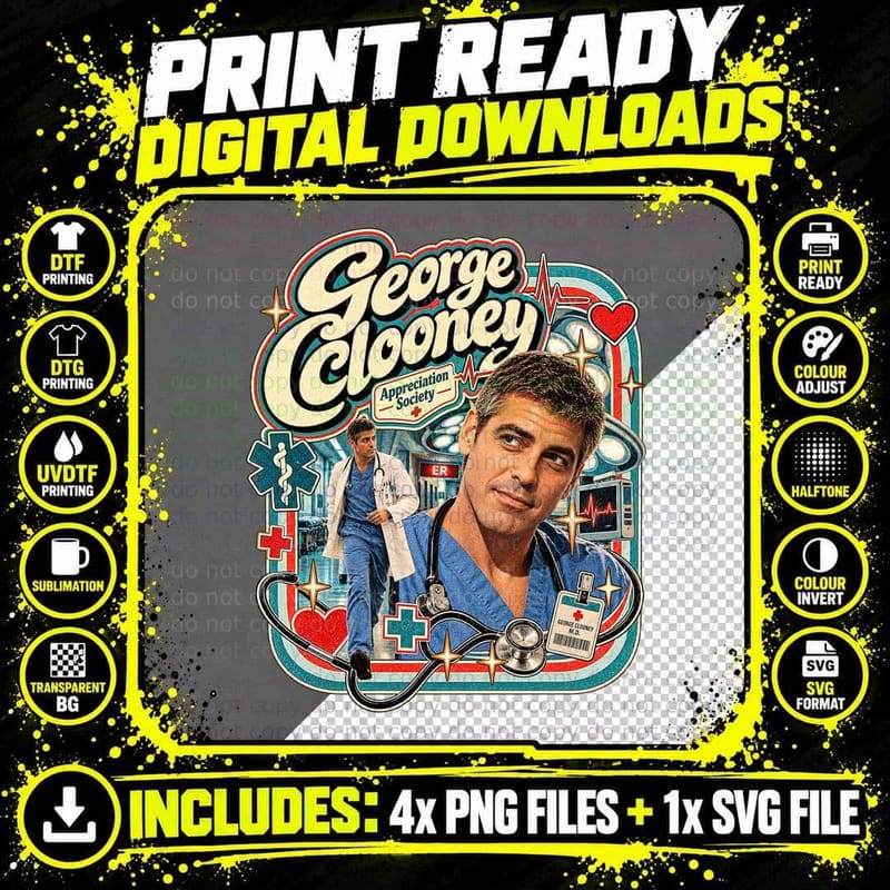 George Appreciation Society Silver Fox Medical Drama Actor Vintage T-Shirt Png SVG Digital Bundle