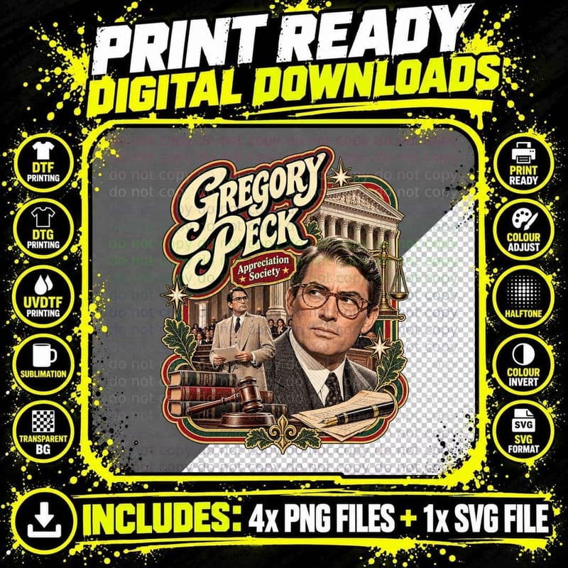 Gregory Appreciation Society Classic Hollywood Courtroom Lawyer T-Shirt Png SVG Digital Bundle