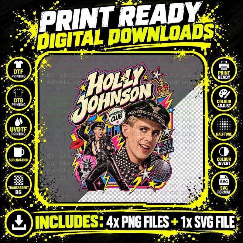 Holly Appreciation Club 80s Synth Pop Singer Leather Cap Retro T-Shirt Png SVG Digital Bundle