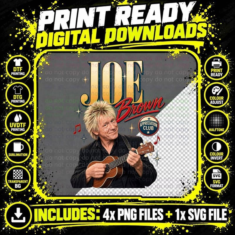 Joe Appreciation Club Spiky Blond Ukulele Singer British Vintage T-Shirt Png SVG Digital Bundle