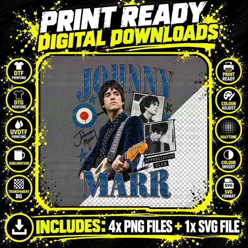 Johnny Appreciation Club 80s Indie Guitarist Manchester Mod Retro T-Shirt Png SVG Digital Bundle