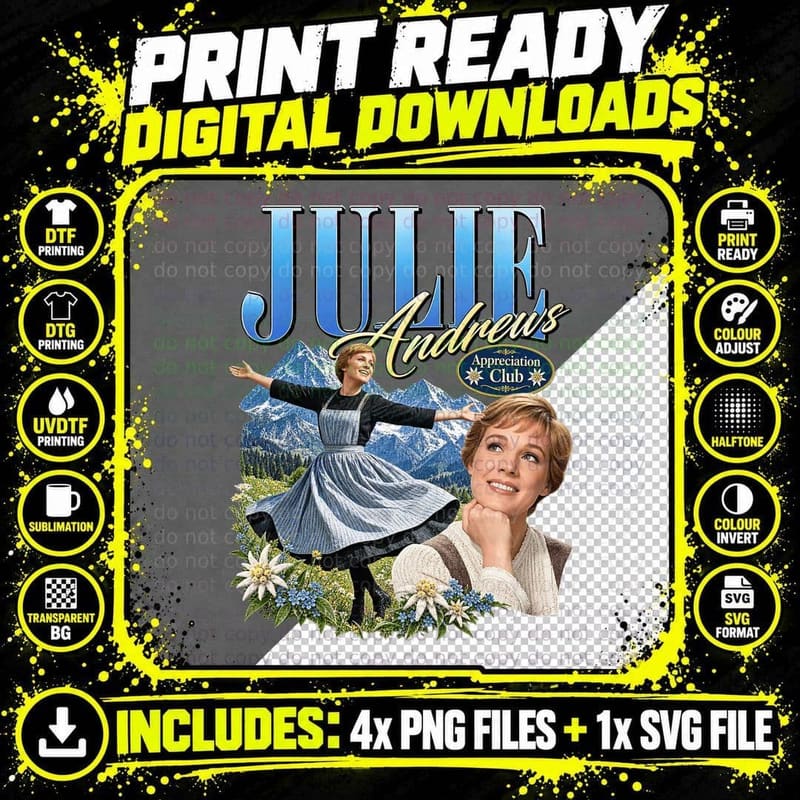 Julie Appreciation Club Alpine Mountain Musical Singing Nanny Retro T-Shirt Png SVG Digital Bundle