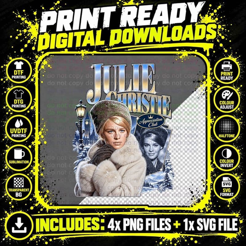 Julie Appreciation Club 60s British Actress Russian Winter Fur Hat T-Shirt Png SVG Digital Bundle