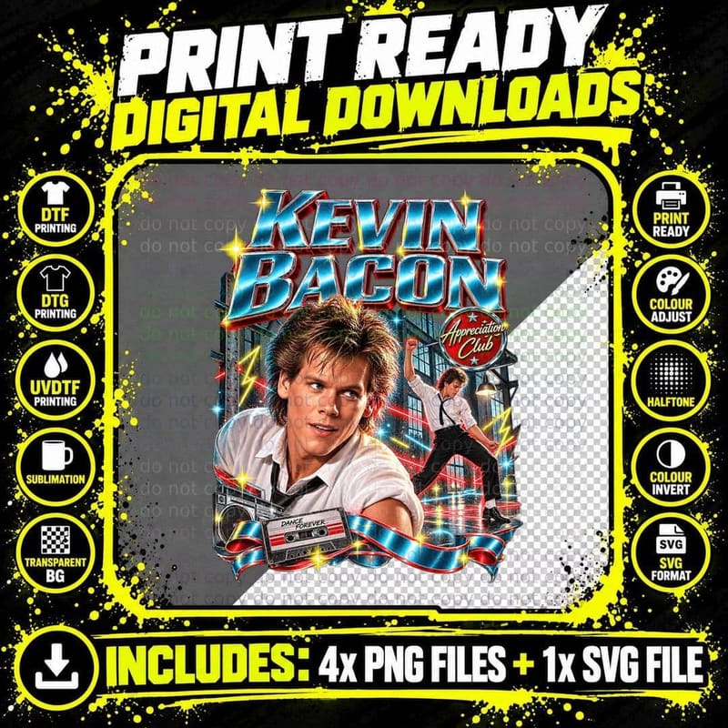 Kevin Appreciation Club 80s Dance Movie Star Rebel Mixtape Retro T-Shirt Png SVG Digital Bundle