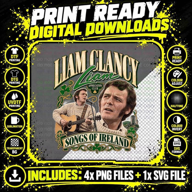 Liam Songs of Ireland Appreciation Club Irish Folk Singer Aran T-Shirt Png SVG Digital Bundle