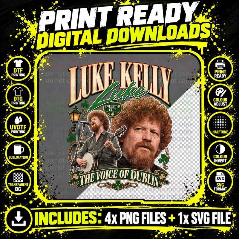 Luke The Voice of Dublin Appreciation Club Irish Folk Singer Banjo T-Shirt Png SVG Digital Bundle