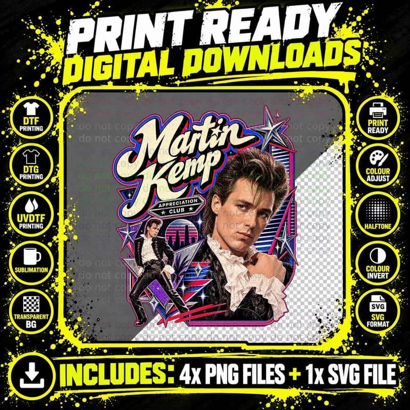 Martin Appreciation Club 80s New Romantic Pop Bassist Ruffles Retro T-Shirt Png SVG Digital Bundle