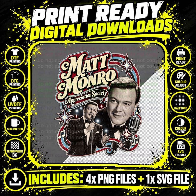 Matt Appreciation Society 60s British Crooner Ballad Singer Retro T-Shirt Png SVG Digital Bundle