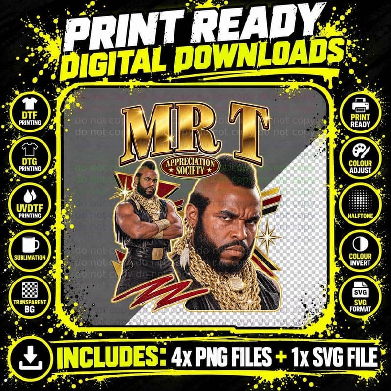 Mr T Appreciation Society A Team Retro Fan Club 80s Png SVG Digital Bundle