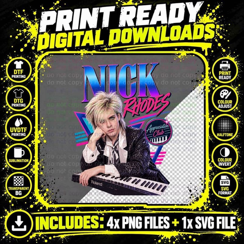 Nick Appreciation Club 80s New Romantic Synth Keyboard Player T-Shirt Png SVG Digital Bundle