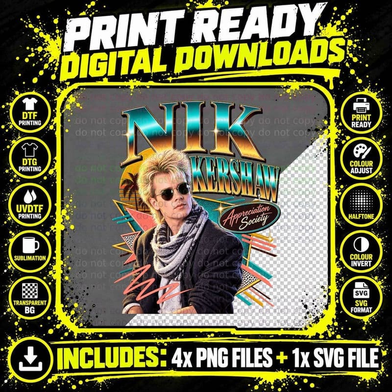 Nik Appreciation Society 80s Pop Singer Snood Scarf Sunglasses T-Shirt Png SVG Digital Bundle