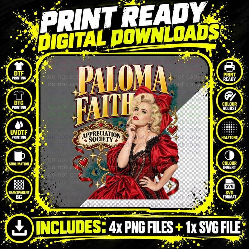 Paloma Appreciation Society Cabaret Singer Red Bow Burlesque Retro T-Shirt Png SVG Digital Bundle