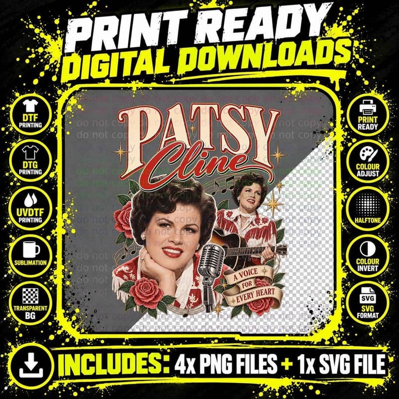 Patsy A Voice for Every Heart Appreciation Club Country Singer T-Shirt Png SVG Digital Bundle