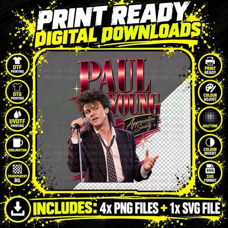 Paul Appreciation Society 80s Pop Soul Singer Spiky Hair Retro T-Shirt Png SVG Digital Bundle