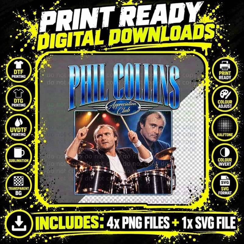 Phil In the Air Tonight Appreciation Club 80s Drummer Singer T-Shirt Png SVG Digital Bundle