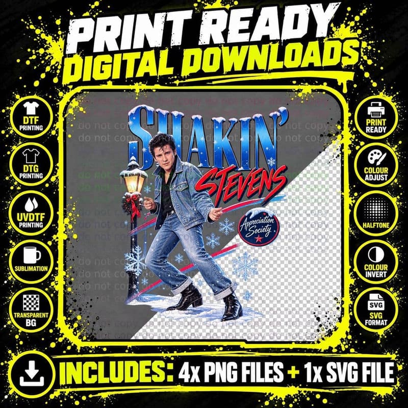 Shakin Stevens Retro 80s Rock and Roll Appreciation Png SVG Digital Bundle