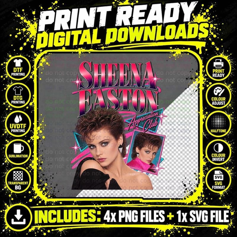 Sheena Appreciation Club 80s Scottish Pop Singer Retro Vintage Music T-Shirt Png SVG Digital Bundle