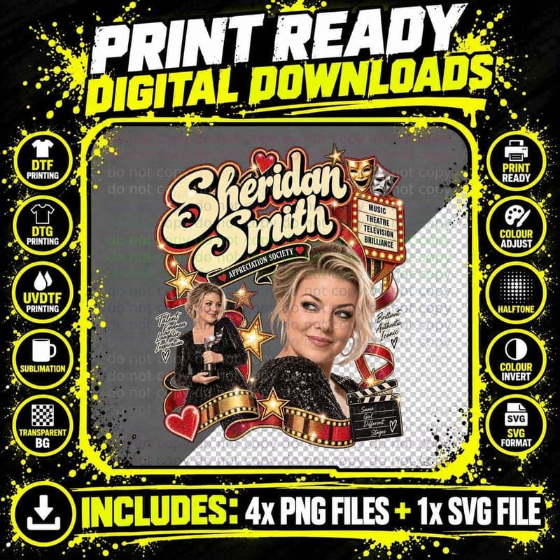 Sheridan Appreciation Society British Actress Theatre Musical Stage T-Shirt Png SVG Digital Bundle
