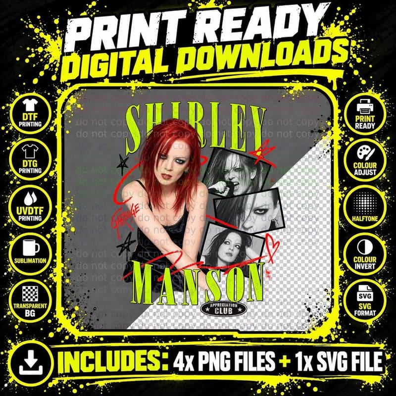 Shirley Appreciation Club 90s Alt Rock Singer Red Hair Grunge Retro T-Shirt Png SVG Digital Bundle