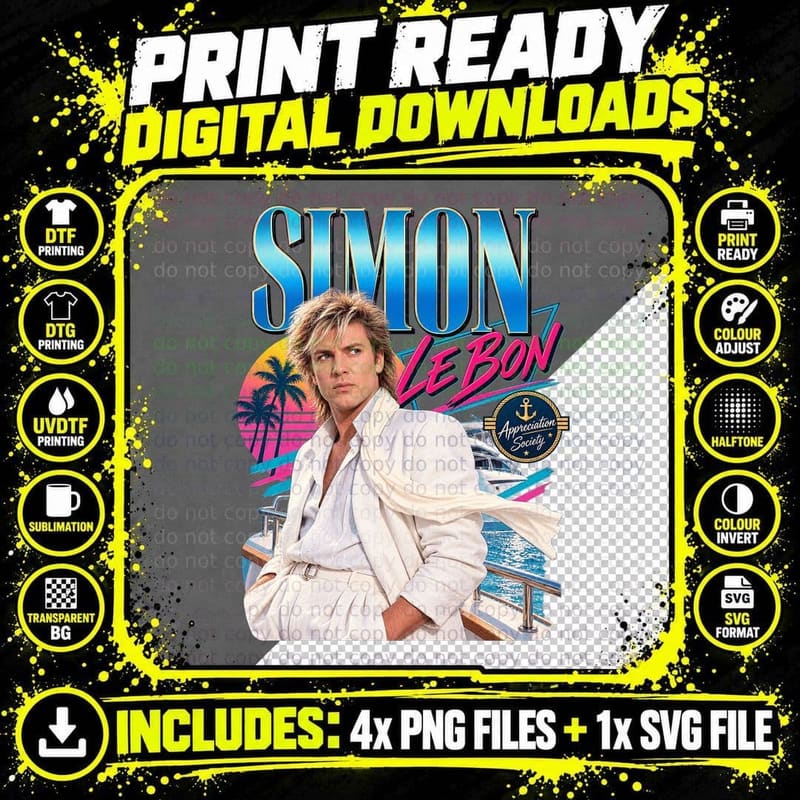 Simon Appreciation Society 80s New Romantic Pop Singer Yacht Retro T-Shirt Png SVG Digital Bundle