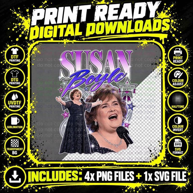 Susan Appreciation Society Scottish Singer Talent Show Star Retro T-Shirt Png SVG Digital Bundle