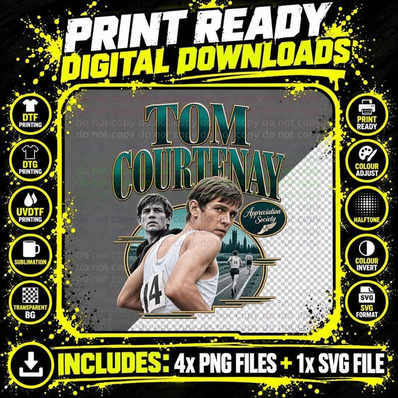 Tom Appreciation Society 60s British Cinema Actor Distance Runner Retro T-Shirt Png SVG Digital Bundle