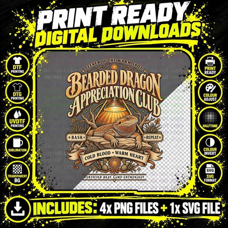 Bearded Dragon Appreciation Club Cold Blood Warm Heart Reptile Lover T-Shirt Png SVG Digital Bundle