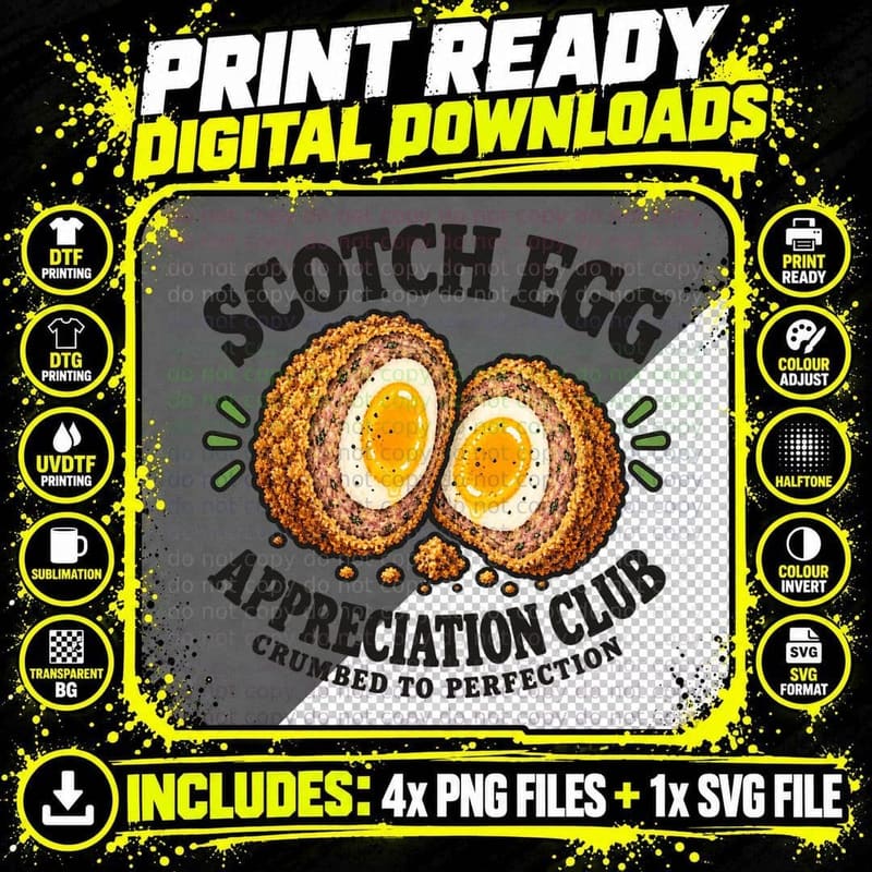 Scotch Egg Appreciation Club Crumbed To Perfection British Picnic Pub T-Shirt Png SVG Digital Bundle