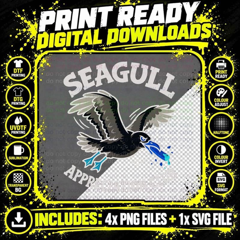 Seagull Appreciation Club Funny Seaside Bird Thief British Beach Retro T-Shirt Png SVG Digital Bundle
