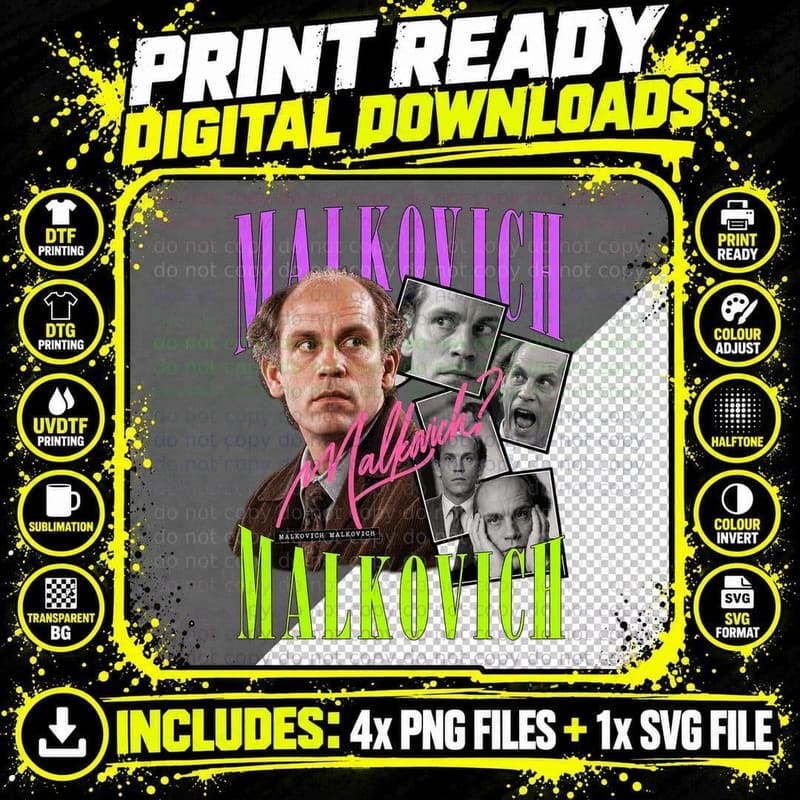 Malkovich Puppeteer Portal Surreal 90s Comedy Movie Office Retro Vintage T-Shirt Png SVG Digital Bundle