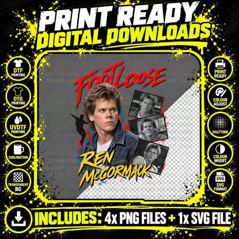 Ren McCormack 80s Dance Movie Kevin Small Town Rebel Retro Vintage Fan T-Shirt Png SVG Digital Bundle