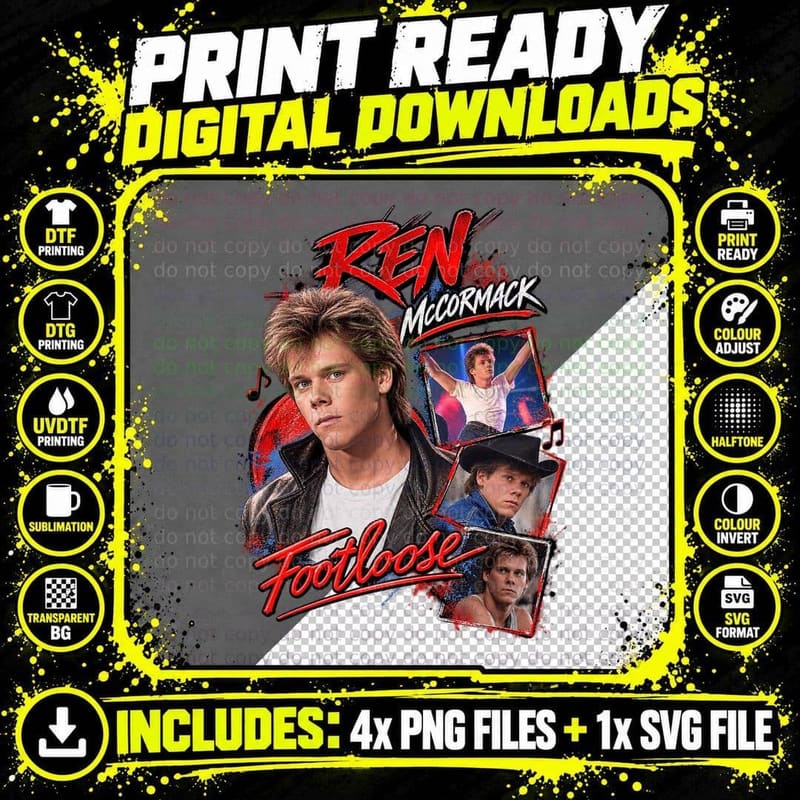 Ren McCormack Kevin 1984 Dance Film Warehouse Dancer Rebel Retro Vintage T-Shirt Png SVG Digital Bundle