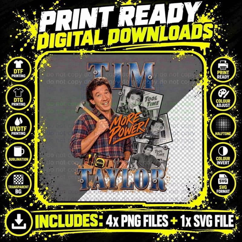 Tim Taylor More Power Tool Man 90s Sitcom DIY Handyman Retro Vintage TV T-Shirt Png SVG Digital Bundle