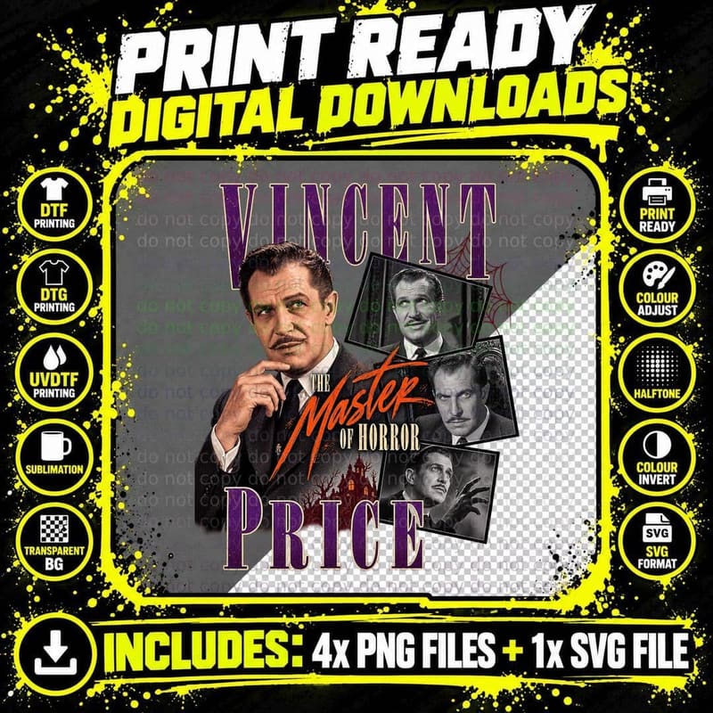 Vincent The Master Of Horror Haunted Mansion 50s Gothic Movie Retro T-Shirt Png SVG Digital Bundle