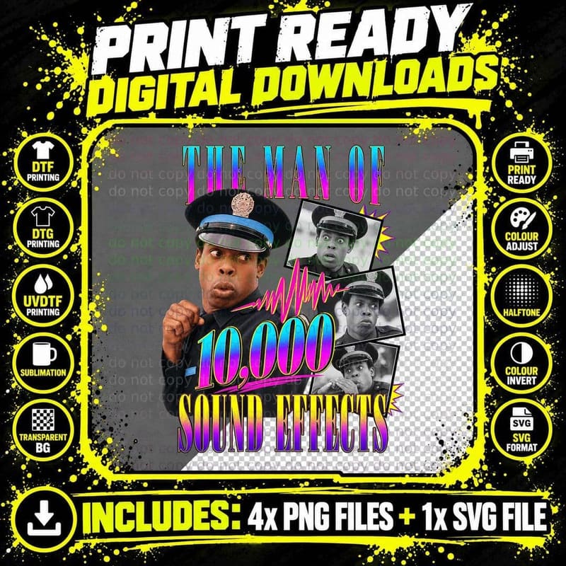 Police Academy 1984 Vintage Larvell Jones Sound Effects Png SVG Digital Bundle
