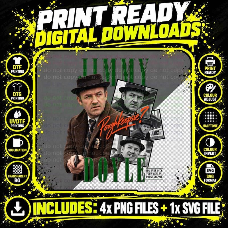 Jimmy Doyle Poughkeepsie 70s New York Cop Thriller Gene Pork Pie Hat T-Shirt Png SVG Digital Bundle