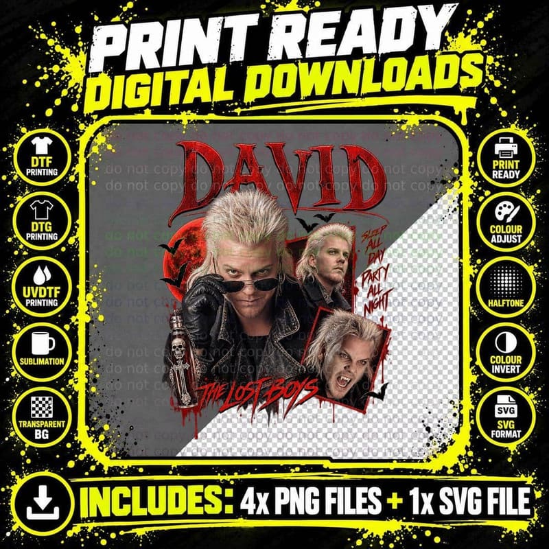 The Lost Boys Vintage David Sleep All Day Party All Png SVG Digital Bundle