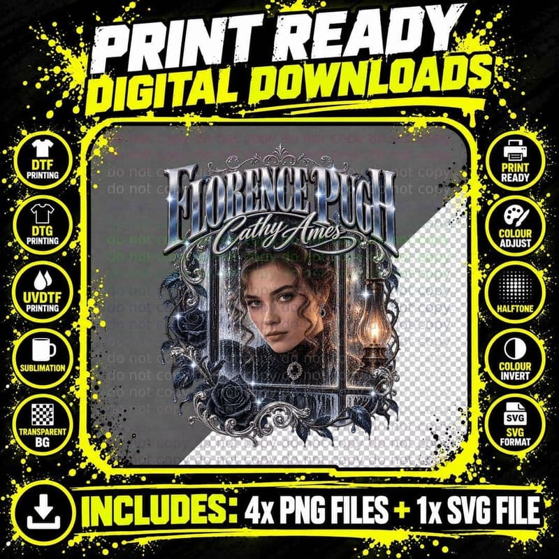 East of Eden Gothic Vintage Florence Pugh Cathy Ames Png SVG Digital Bundle