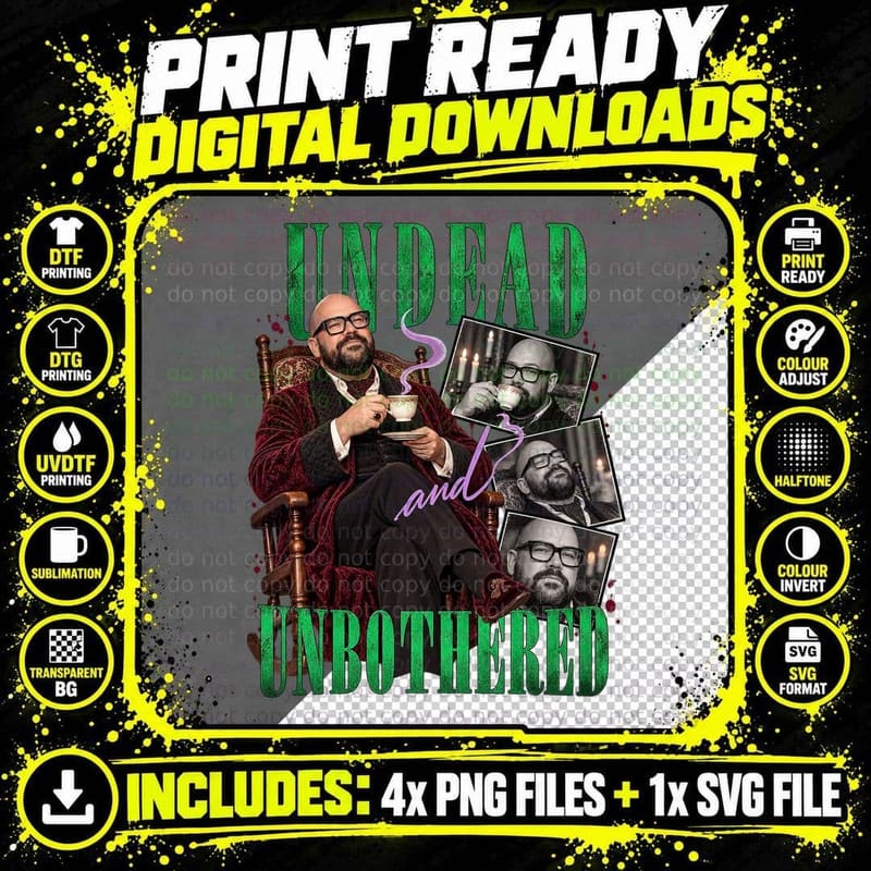 Undead And Unbothered Victor Tom Davis Vampire Vintage Png SVG Digital Bundle