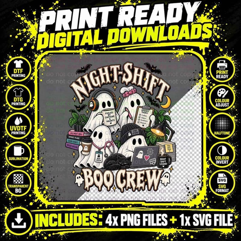 Nurse Ghost Halloween Retro Cute Medical Nurse Spooky Png SVG Digital Bundle