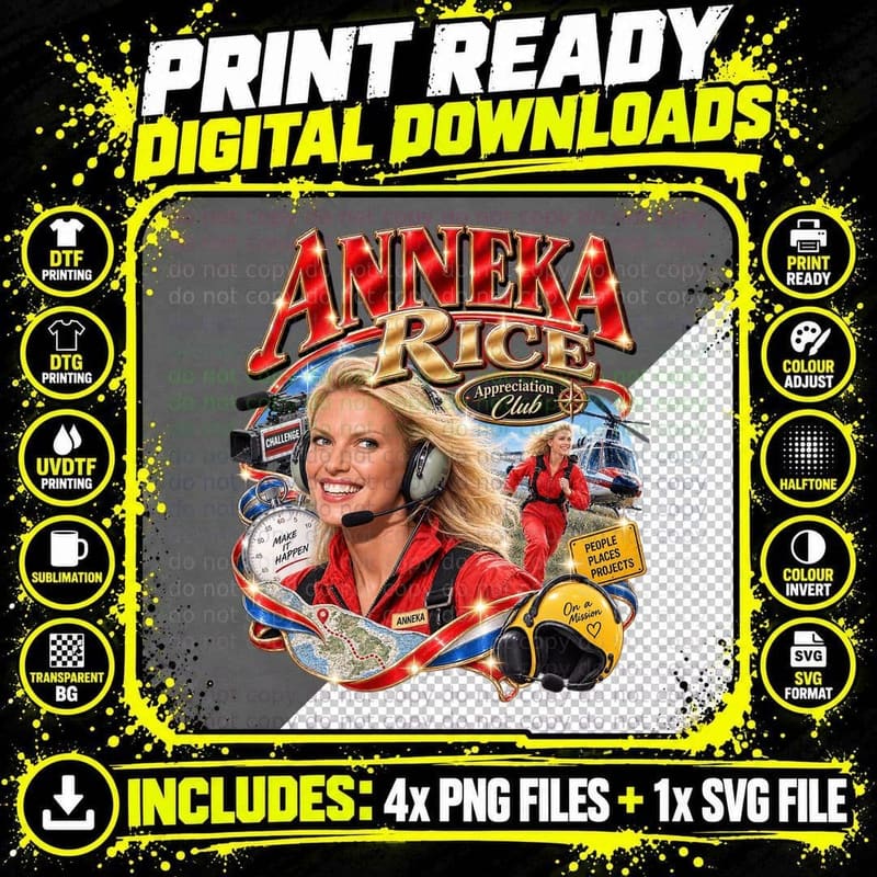 Anneka Appreciation Club People Places Projects Headset TV Presenter T-Shirt Png SVG Digital Bundle