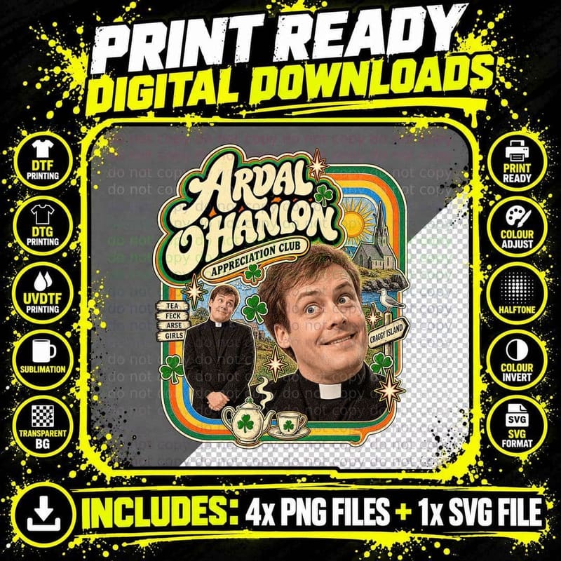 Ardal Appreciation Club Father Dougal Craggy Island Priest Irish Sitcom T-Shirt Png SVG Digital Bundle