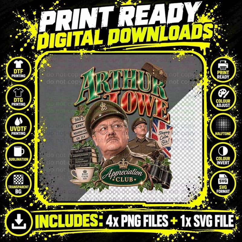 Arthur Appreciation Club Captain Mainwaring Staying Calm Sir Home Guard T-Shirt Png SVG Digital Bundle