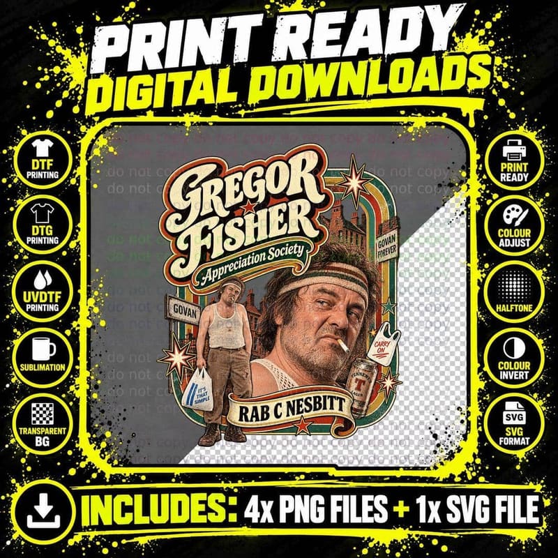 Gregor Appreciation Society Rab String Vest Govan Scottish Sitcom Retro T-Shirt Png SVG Digital Bundle