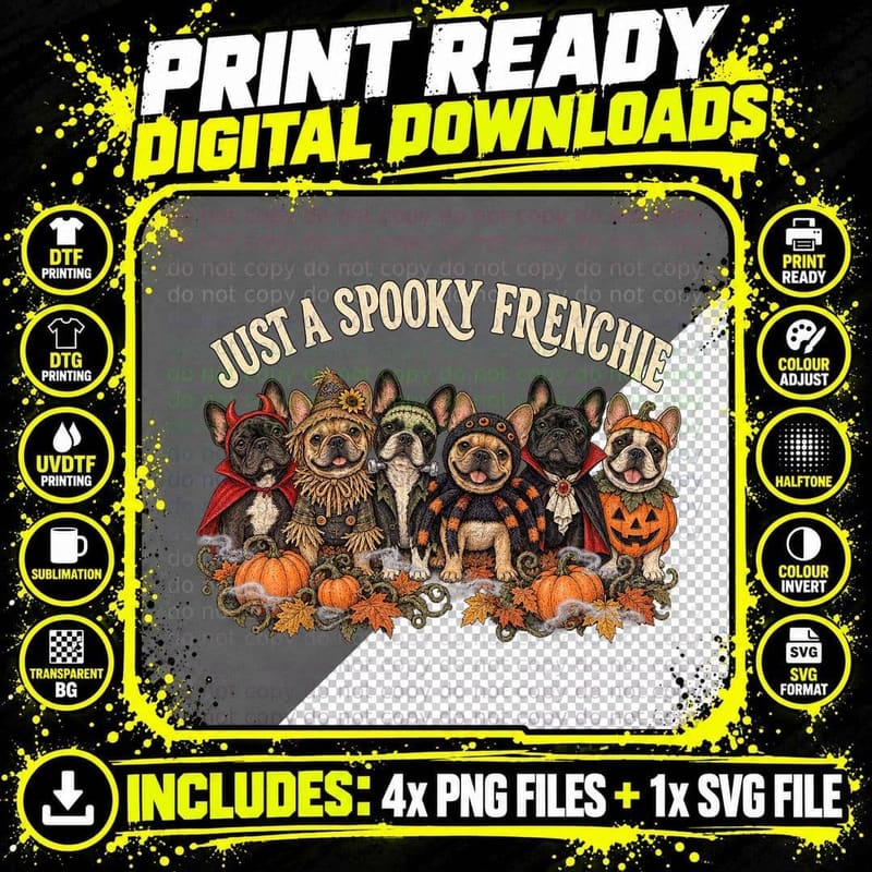 French Bulldog Halloween Vintage Retro Frenchie Pumpkin Png SVG Digital Bundle