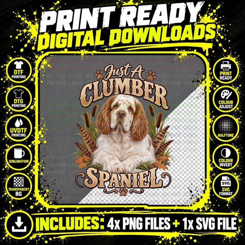 Halloween Clumber Spaniel Spooky Candy Corn Ugly Sweater Png SVG Digital Bundle