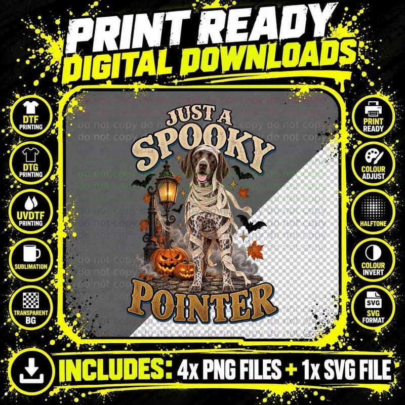 Halloween German Shorthaired Pointer Spooky Mummy Dog Png SVG Digital Bundle