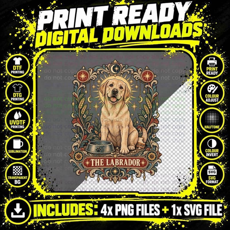 Labrador Retriever Tarot Card Food Thief Dog Humor Png SVG Digital Bundle